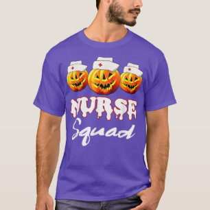 Nurse Squad Halloween Skeleton Pumpkin Happy Hallo T-Shirt