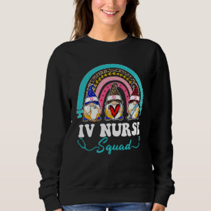 Nurse Squad Leopard Rainbow Gnome IV Nurse Sweatshirt