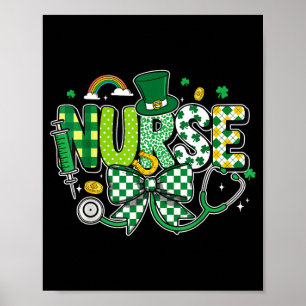 Nurse st patricks day cute stethoscope rn nursing poster