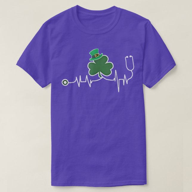 Nurse St Patricks Day EKG Shamrock Heart Beat Luck T-Shirt (Design Front)