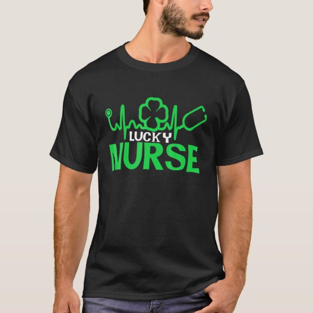Nurse St Patrick's Day Lucky Nurse Shamrock Love N T-Shirt (Front)