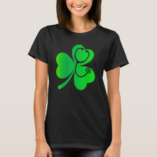 Nurse St Patricks Day Shamrock Lucky Stethoscope N T-Shirt