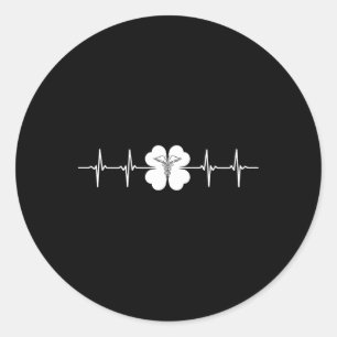 Nurse St Patricks Day Symbol Ekg Heart Beat Four L Classic Round Sticker