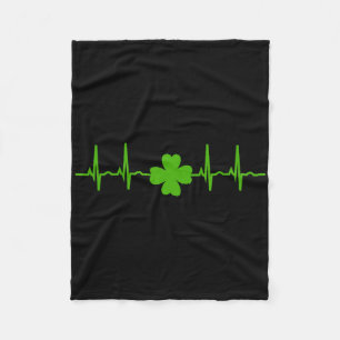 Nurse St Patricks Day T Shirt Ekg Shamrock Heart B Fleece Blanket