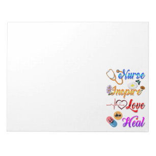 Nurse Stationery Inspire Love Heal Med Therapist Notepad
