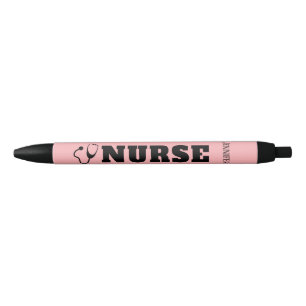 Nurse Stethoscope Blush Pink Personalised Black Ink Pen