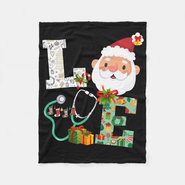 Nurse Stethoscope Christmas Ornaments Decor Gift Fleece Blanket (Front)