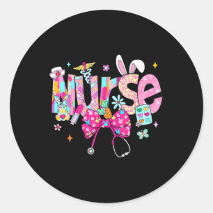 Nurse Stethoscope Cute Coquette Bow Stethoscope Nu Classic Round Sticker