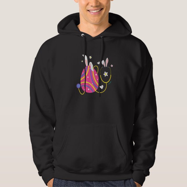 Nurse Stethoscope Easter Day Rabbit Ears Cute Bunn Hoodie (Front)