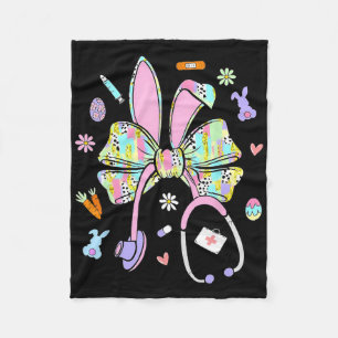 Nurse Stethoscope Funny Bunny Rabbit Easter Coquet Fleece Blanket