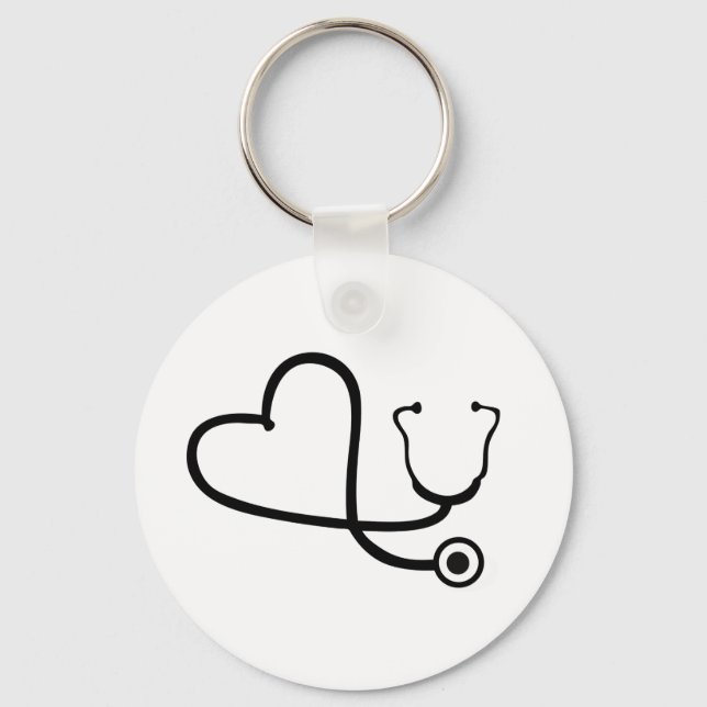 Nurse Stethoscope Heart Key Ring (Front)
