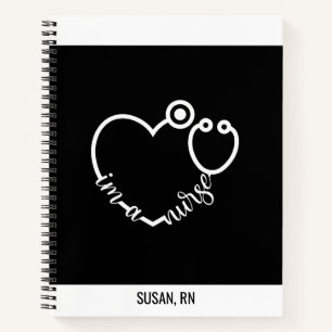 Nurse Stethoscope Heart Modern Personalised Name Notebook