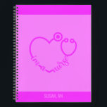 Nurse Stethoscope Heart Modern Personalised Name  Notebook<br><div class="desc">Nurse Stethoscope Heart Modern Personalised Name Notebook Trendy, stylish and girly notebook features a pink stripe at the top, "I'm a nurse" pink heart stethoscope beneath and personalised name on a pink stripe at the bottom on baby pink background. Adorable cool notebook and cute gift idea for nurses. You can...</div>