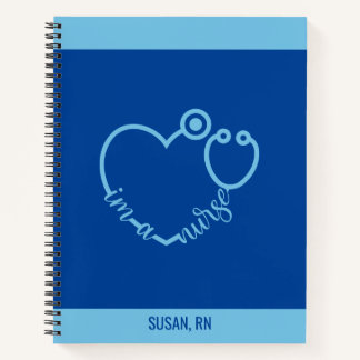 Nurse Stethoscope Heart Modern Personalised Name  Notebook
