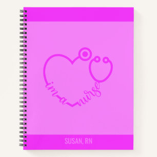 Nurse Stethoscope Heart Modern Personalized Name  Notebook