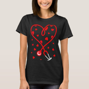 Nurse Stethoscope Heart Valentine's Day Nursing  T-Shirt
