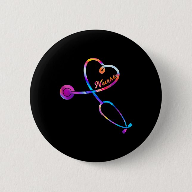 Nurse Stethoscope Heartbeat Ekg Nursing Student Gr 6 Cm Round Badge (Front)