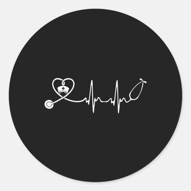 Nurse Stethoscope Heartbeat Nurse Week 2025  Classic Round Sticker (Front)