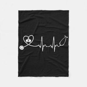 Nurse Stethoscope Heartbeat Nurse Week 2025  Fleece Blanket