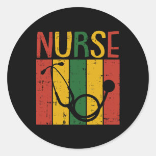 Nurse Stethoscope Juneteenth Melanin Pride African Classic Round Sticker