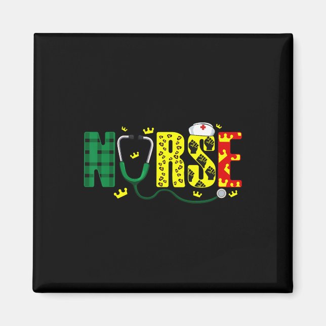 Nurse Stethoscope Juneteenth Melanin Pride African Magnet (Front)