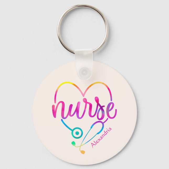 Nurse Stethoscope Key Ring (Front)