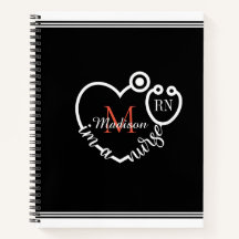 Nurse Stethoscope Modern Personalise Monogram Name