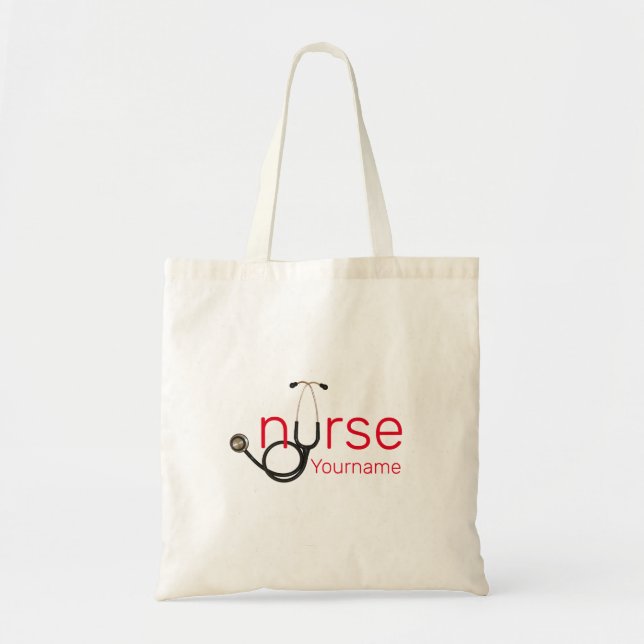 Nurse Stethoscope Personalised Template Tote Bag (Front)