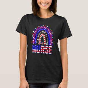 Nurse Stethoscope Rainbow American Memorial Day 4t T-Shirt