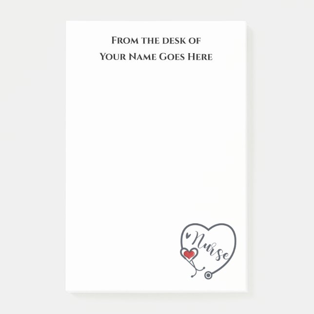 Nurse stethoscope red heart appreciation white post-it notes (Front)