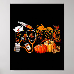 Nurse Stethoscope Thankful Nurse Fall Nursing Poster