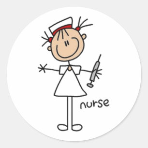 Nurse Stick Figure Classic Round Sticker