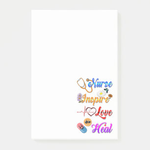 Nurse Sticky Inspire Love Heal Med Therapist Post-it Notes