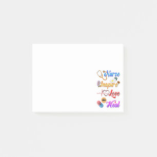 Nurse Sticky Inspire Love Heal Med Therapist Post-it Notes