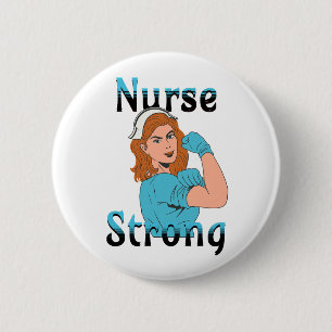 Nurse Strong   Vintage Retro Vibes 6 Cm Round Badge