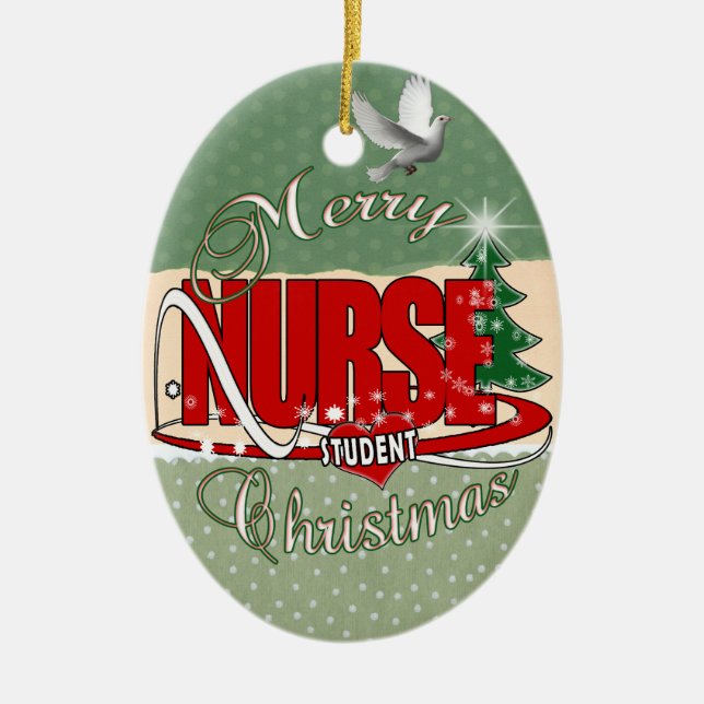 NURSE STUDENT CHRISTMAS CERAMIC ORNAMENT (Front)