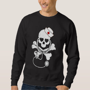 Nurse Sugar Skull Stethoscope Rn Medical Halloween Sweatshirt