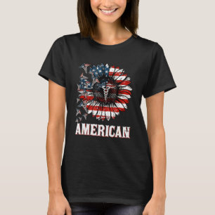 Nurse Sunflower American Flag 4th Of July Patrioti T-Shirt