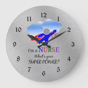Nurse Superhero Humour Large Clock