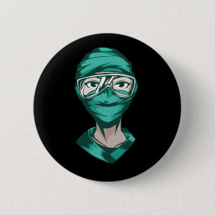 Nurse svg with Face Mask 6 Cm Round Badge