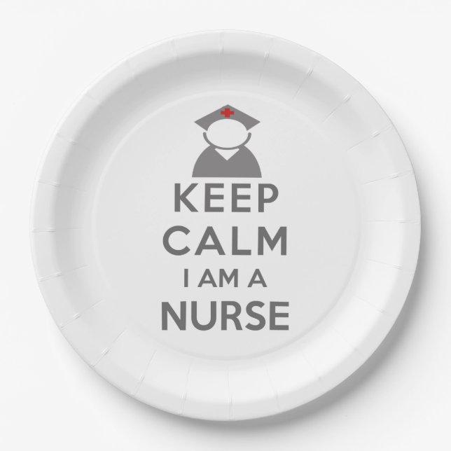 Nurse Symbol Keep Calm I am a Nurse Paper Plate (Front)