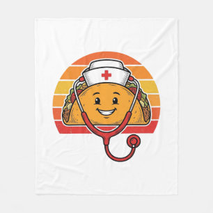 Nurse Taco Retro Vintage Engraving Design_1 Fleece Blanket