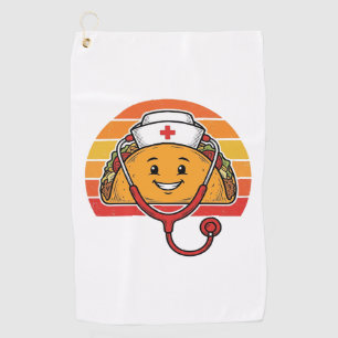 Nurse Taco Retro Vintage Engraving Design_1 Golf Towel