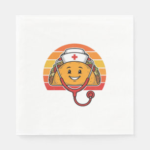 Nurse Taco Retro Vintage Engraving Design_1 Napkin