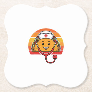 Nurse Taco Retro Vintage Engraving Design_1 Paper Coaster