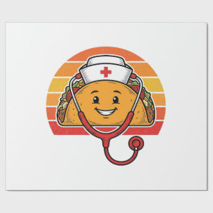 Nurse Taco Retro Vintage Engraving Design_1 Wrapping Paper