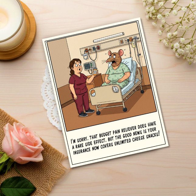Nurse Talking To Patient With Rat Head Get Well Postcard (Creator Uploaded)