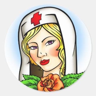 Nurse Tattoo Classic Round Sticker