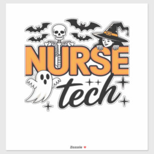 Nurse Tech - Halloween - with skeleton, witch, and