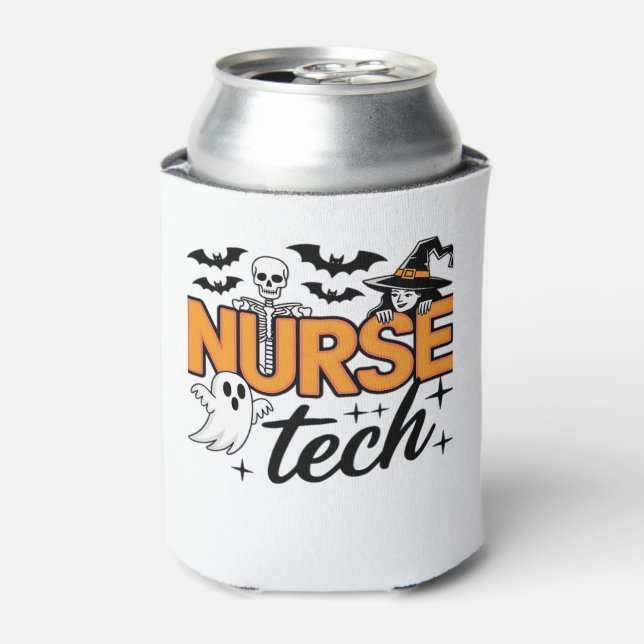 Nurse Tech - Halloween - with skeleton, witch, and Can Cooler (Can Front)